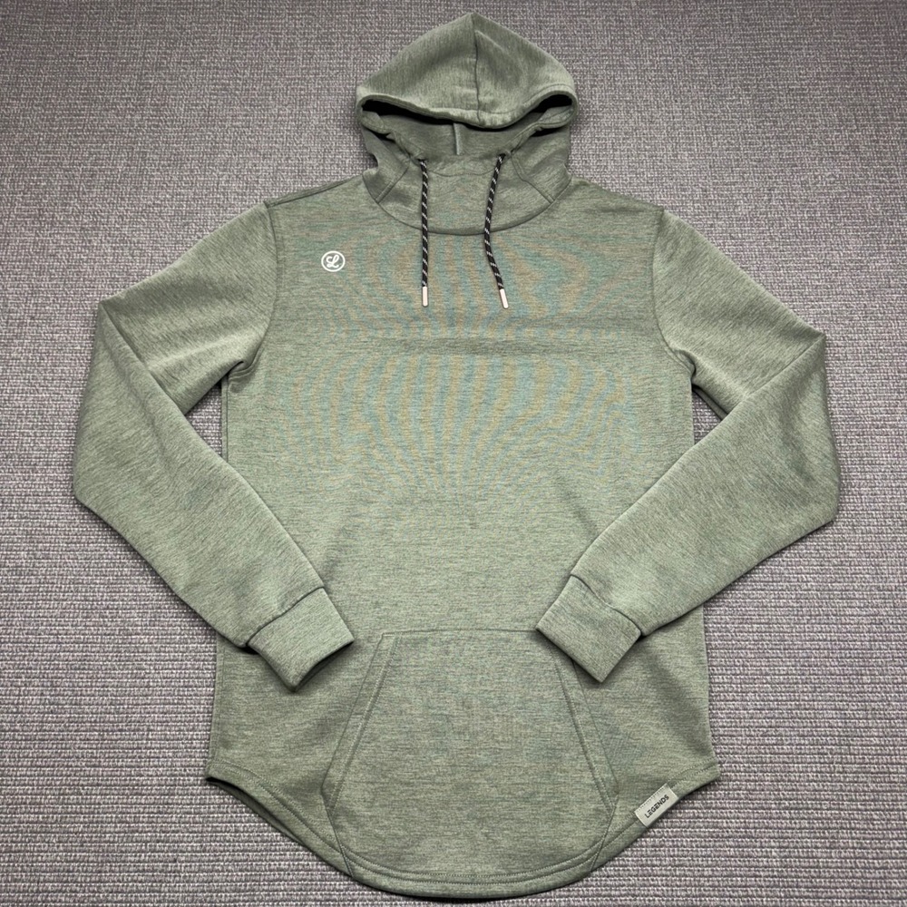 Legends Mens Hawthorne Hoodie Sage Green Heathered Curved Hem Sweatshirt Small